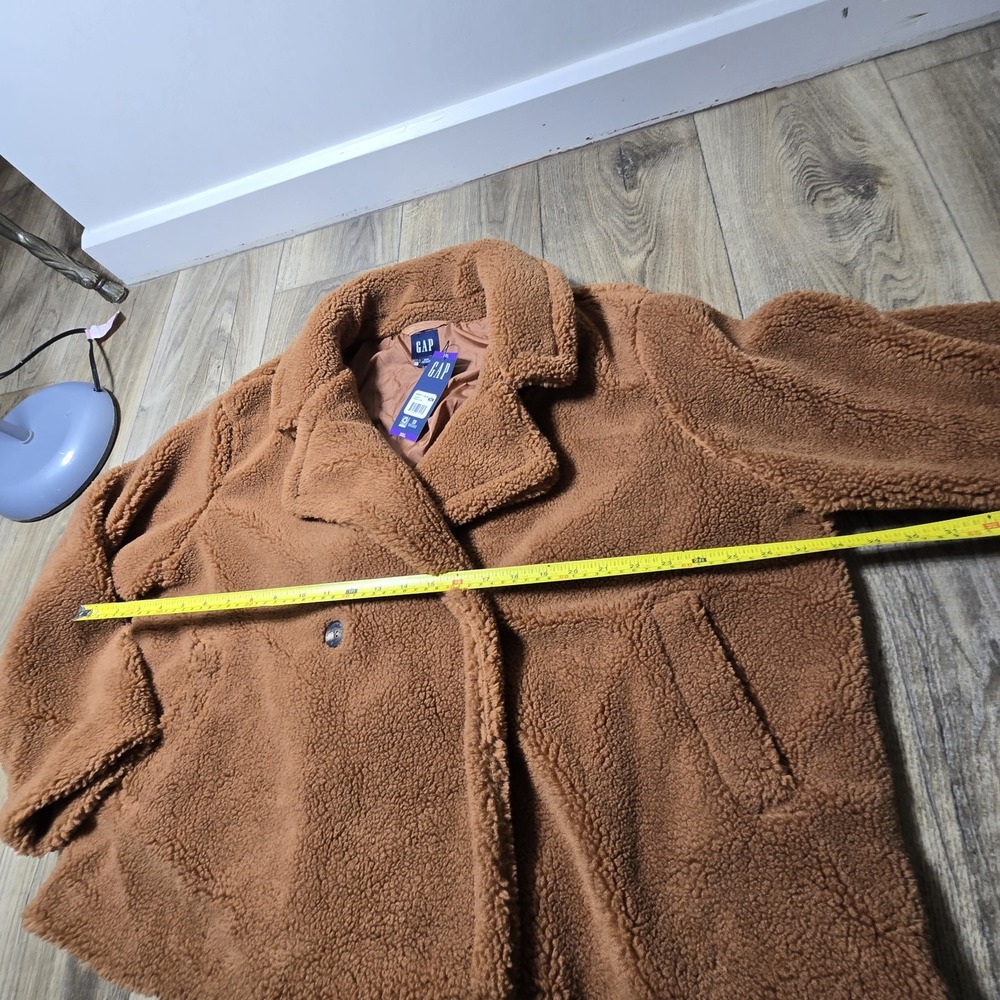 Gap Jacket Sherpa Coat Womens XXL 2X Teddy Bear Faux Fur Brown Rust Cozy Fall‎ - Picture 3 of 9